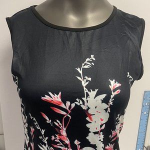 Womens OverMal black floral tunic dress sleeveless medium P362